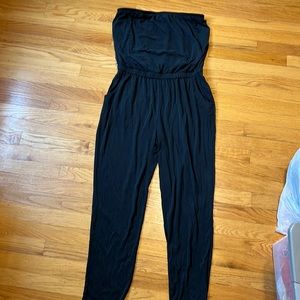 TUBE TOP JUMPSUIT - size Large. Charcoal gray. Tapered legs.